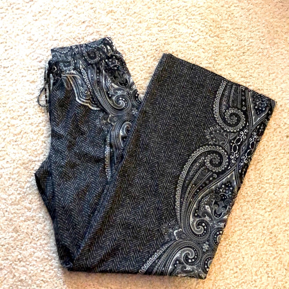Paisley Wide Leg Satin Pants